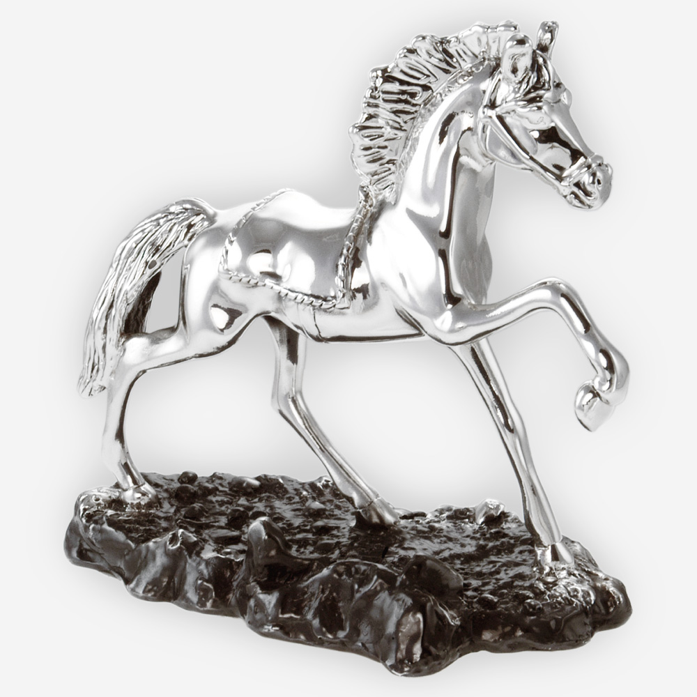 Escultura de Plata de Caballo de Rodeo hecha mediante proceso de electroformado