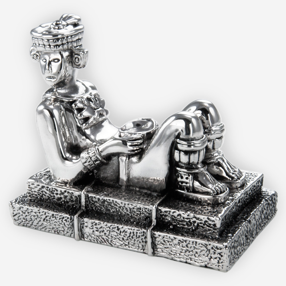 Escultura pequeña de Chac Mool hecha mediante proceso de electroformado.