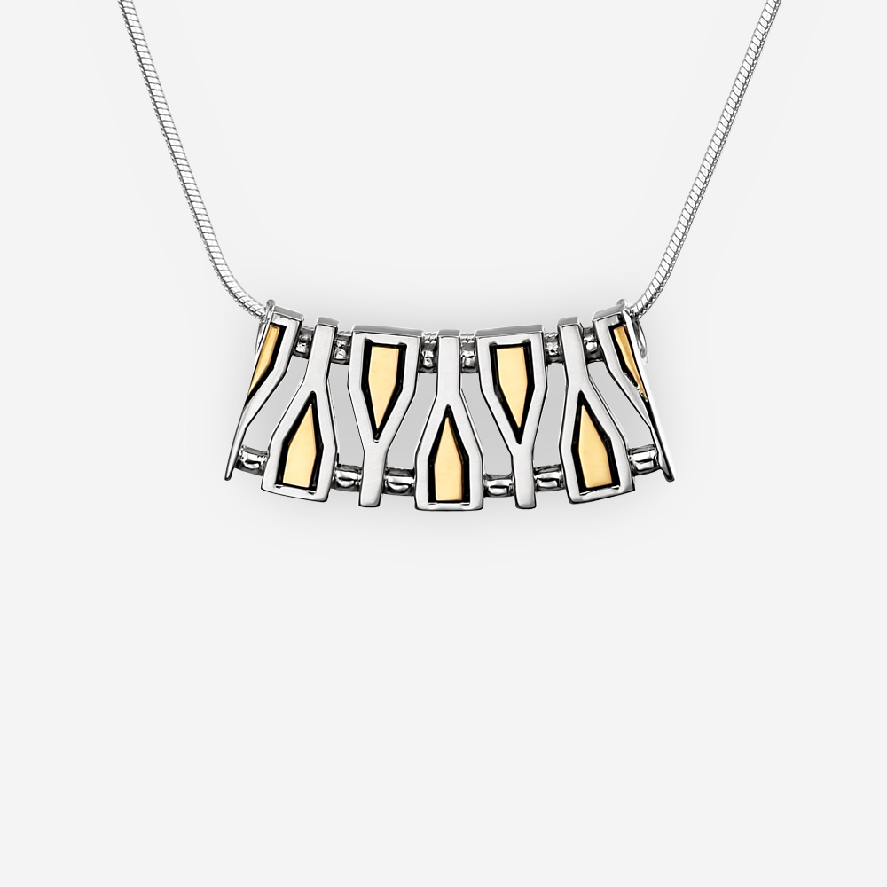 Geometric fragments silver pendant crafted in 925 sterling silver with 14k gold accents.