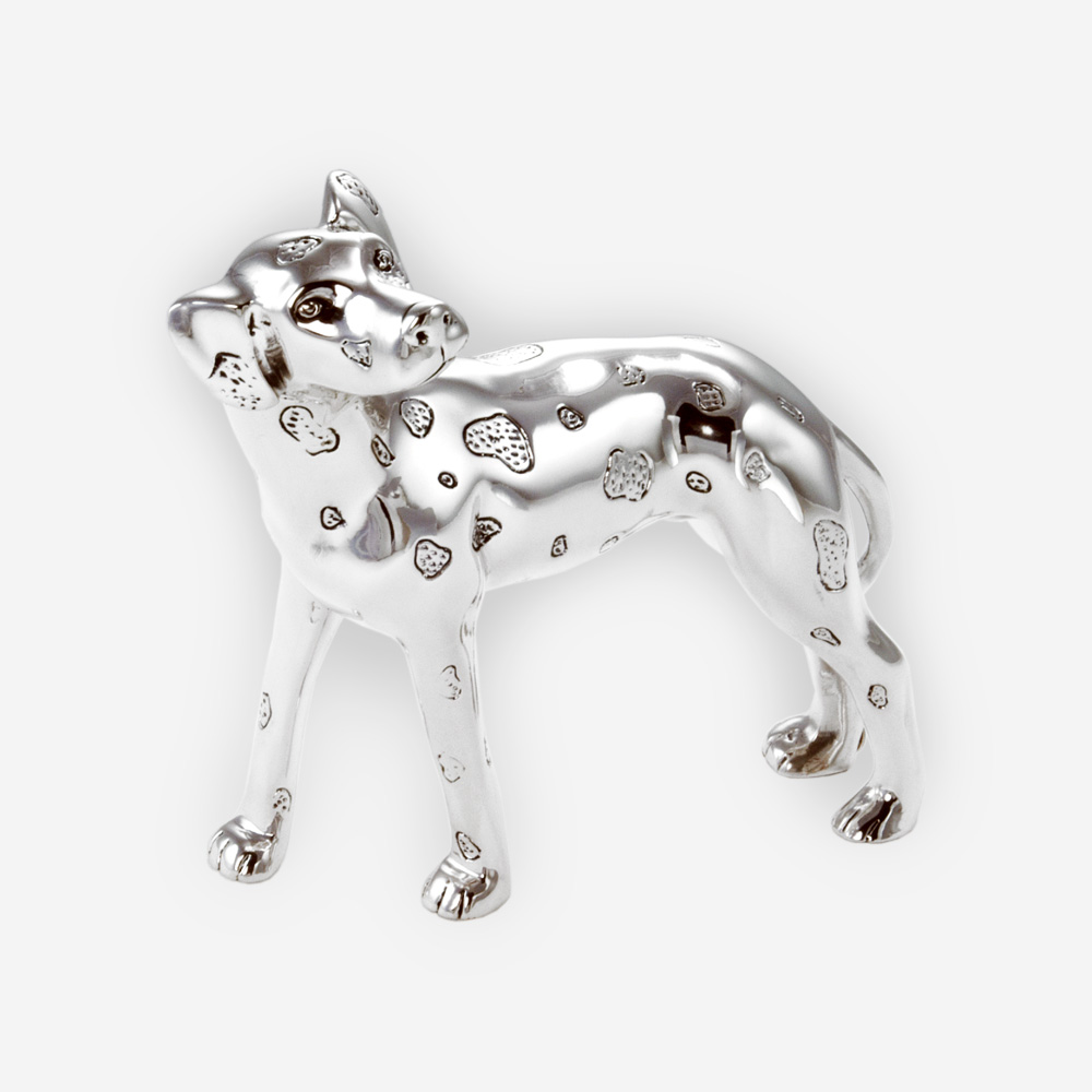 Escultura de Plata de Perro Dálmata hecha mediante proceso de electroformado