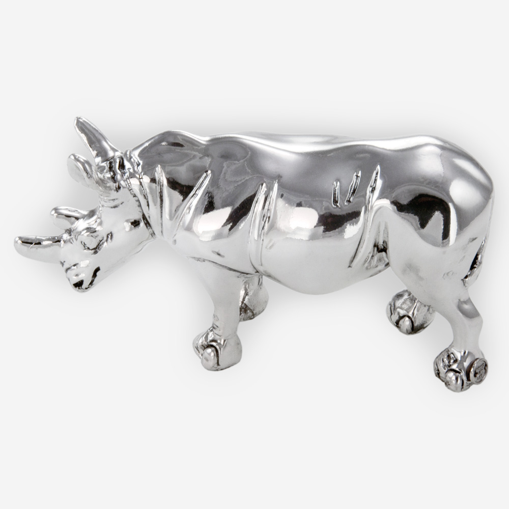 Escultura de Plata de Rinoceronte hecha mediante proceso de electroformado
