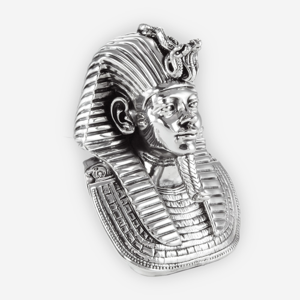Busto en Plata de un Faraón Egipcio, hecha mediante proceso de electroformado.