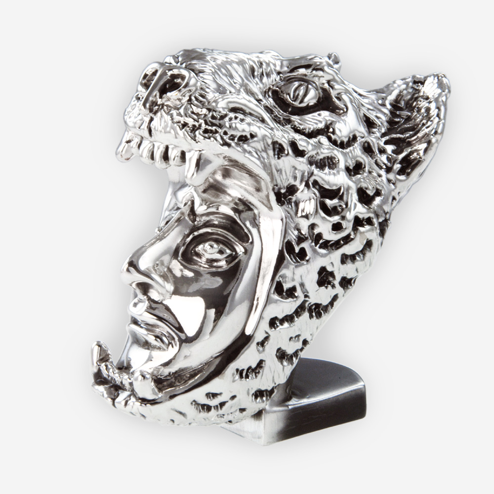 Máscara de Caballero Jaguar en Plata, hecha mediante proceso de electroformado.