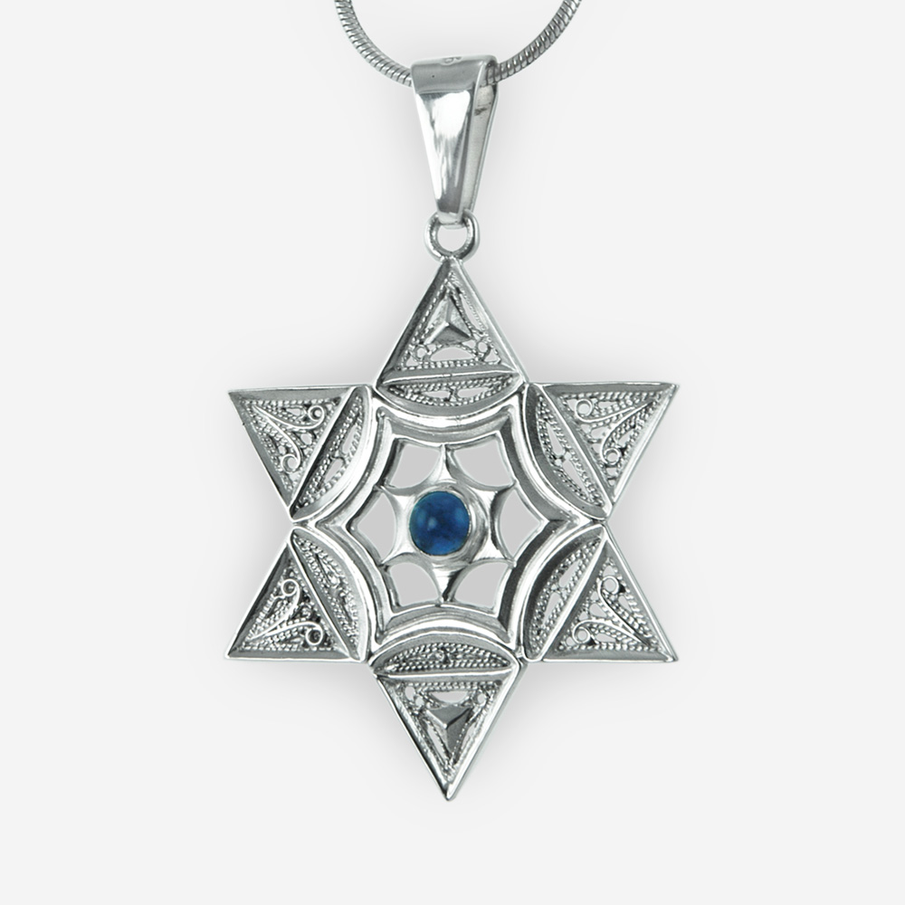 Star of David Filigree Pendant casting in Sterling Silver with Abalone Shell