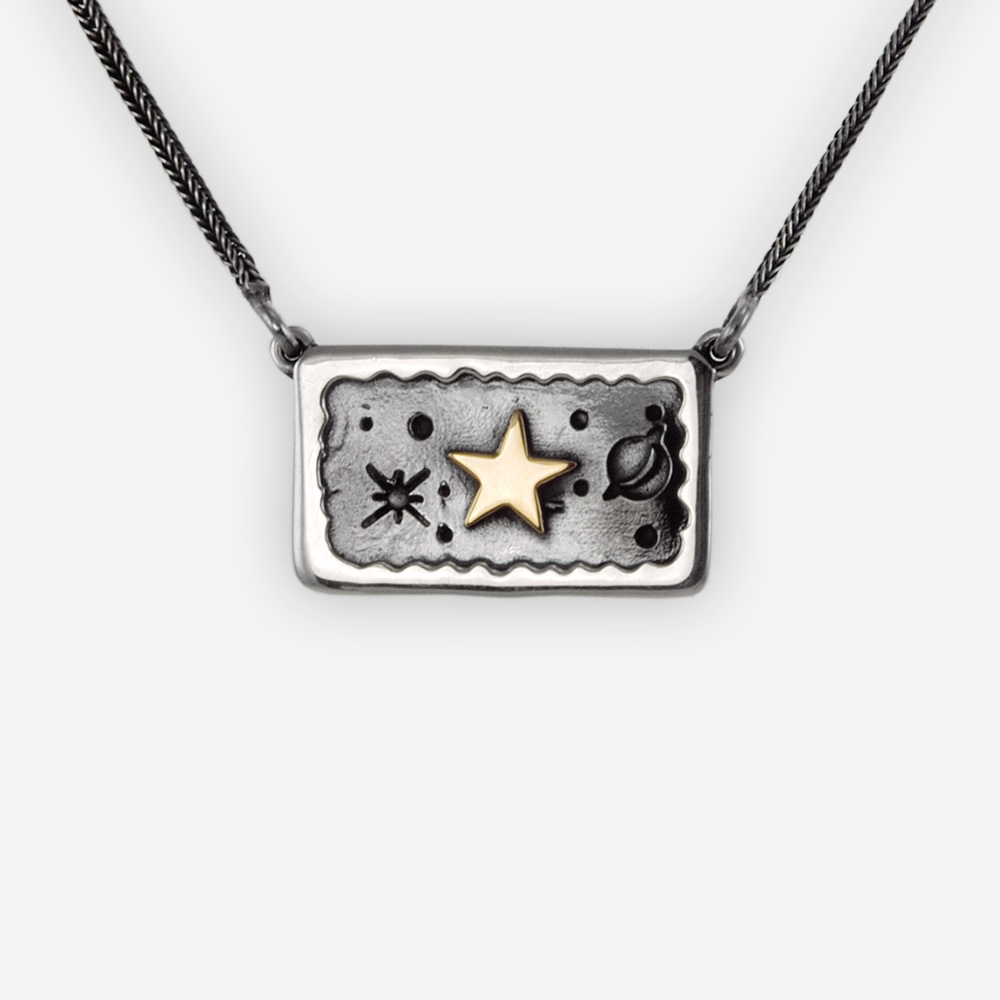 Sterling Silver Galaxy Necklace with 14k Gold - Zanfeld