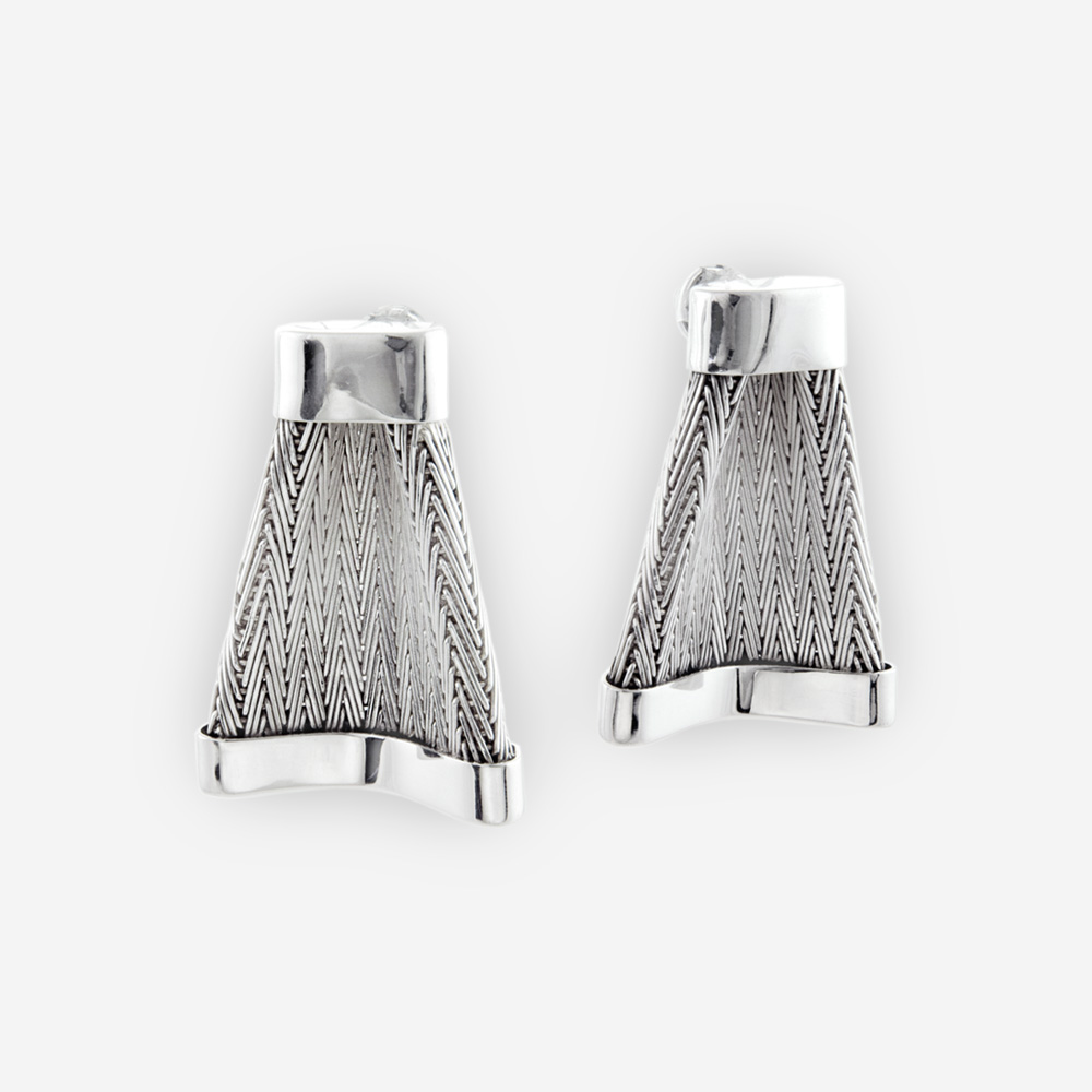 Handwoven Knotted Earrings crafted in Sterling Silver Fabric
