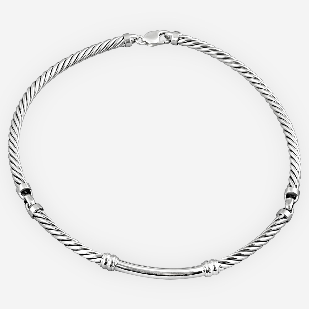 Sterling silver twisted cable necklace with a high polished finish.